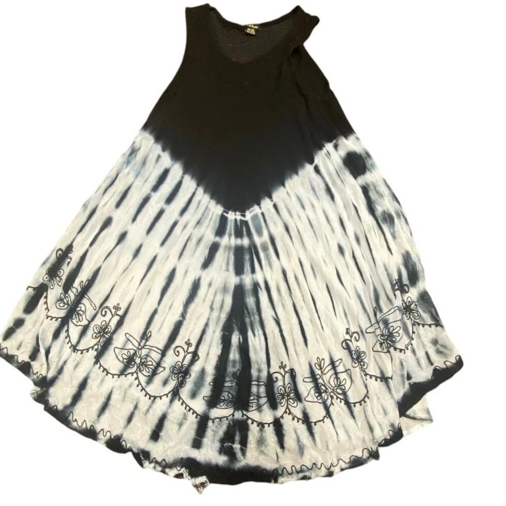 Ana&Rose Women One Size Dress Shirt Embroidered Sleeveless Round Neck Viscose